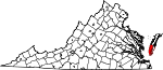 Map of Virginia showing Northampton County - Click on map for a greater detail.