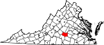 Map of Virginia showing Prince Edward County - Click on map for a greater detail.