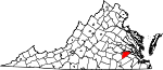 Map of Virginia showing Prince George County - Click on map for a greater detail.