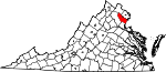 Map of Virginia showing Prince William County - Click on map for a greater detail.