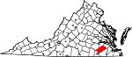 Map of Virginia showing Sussex County - Click on map for a greater detail.