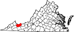 Map of Virginia showing Tazewell County - Click on map for a greater detail.