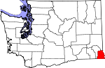 Map of Washington showing Asotin County - Click on map for a greater detail.