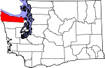 Map of Washington showing Clallam County - Click on map for a greater detail.