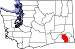 Map of Washington showing Columbia County - Click on map for a greater detail.