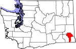 Map of Washington showing Garfield County - Click on map for a greater detail.