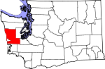 Map of Washington showing Grays Harbor County - Click on map for a greater detail.
