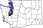 Map of Washington showing San Juan County - Click on map for a greater detail.