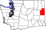 Map of Washington showing Spokane County - Click on map for a greater detail.