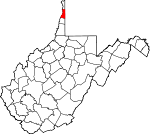 Map of West Virginia showing Brooke County - Click on map for a greater detail.
