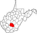 Map of West Virginia showing Fayette County - Click on map for a greater detail.