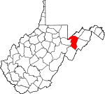 Map of West Virginia showing Grant County - Click on map for a greater detail.