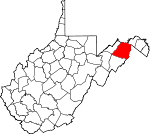Map of West Virginia showing Hampshire County - Click on map for a greater detail.