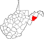 Map of West Virginia showing Hardy County - Click on map for a greater detail.
