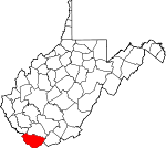 Map of West Virginia showing McDowell County - Click on map for a greater detail.