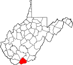 Map of West Virginia showing Mercer County - Click on map for a greater detail.