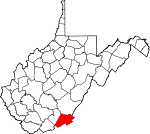 Map of West Virginia showing Monroe County - Click on map for a greater detail.