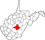 Map of West Virginia showing Nicholas County - Click on map for a greater detail.
