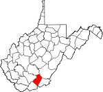 Map of West Virginia showing Summers County - Click on map for a greater detail.
