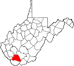 Map of West Virginia showing Wyoming County - Click on map for a greater detail.