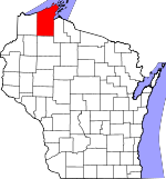 Map of Wisconsin showing Bayfield County - Click on map for a greater detail.