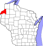 Map of Wisconsin showing Burnett County - Click on map for a greater detail.