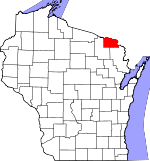 Map of Wisconsin showing Florence County - Click on map for a greater detail.