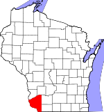 Map of Wisconsin showing Grant County - Click on map for a greater detail.