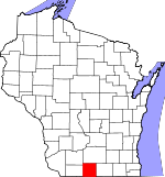 Map of Wisconsin showing Green County - Click on map for a greater detail.