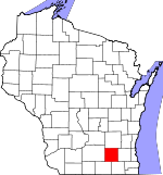 Map of Wisconsin showing Jefferson County - Click on map for a greater detail.
