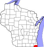 Map of Wisconsin showing Kenosha County - Click on map for a greater detail.
