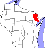 Map of Wisconsin showing Marinette County - Click on map for a greater detail.