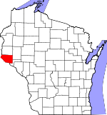 Map of Wisconsin showing Pierce County - Click on map for a greater detail.