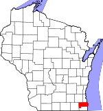 Map of Wisconsin showing Racine County - Click on map for a greater detail.