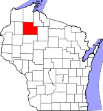 Map of Wisconsin showing Sawyer County - Click on map for a greater detail.