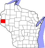 Map of Wisconsin showing St. Croix County - Click on map for a greater detail.