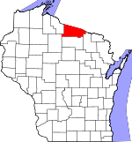 Map of Wisconsin showing Vilas County - Click on map for a greater detail.