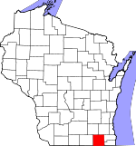 Map of Wisconsin showing Walworth County - Click on map for a greater detail.
