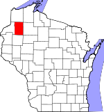 Map of Wisconsin showing Washburn County - Click on map for a greater detail.
