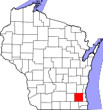 Map of Wisconsin showing Waukesha County - Click on map for a greater detail.