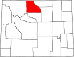 Map of Wyoming showing Big Horn County - Click on map for a greater detail.