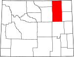 Map of Wyoming showing Campbell County - Click on map for a greater detail.