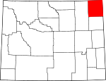 Map of Wyoming showing Crook County - Click on map for a greater detail.