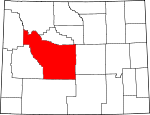 Map of Wyoming showing Fremont County - Click on map for a greater detail.
