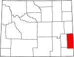 Map of Wyoming showing Goshen County - Click on map for a greater detail.