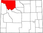 Map of Wyoming showing Park County - Click on map for a greater detail.