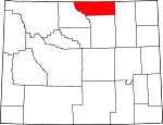 Map of Wyoming showing Sheridan County - Click on map for a greater detail.