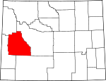 Map of Wyoming showing Sublette County - Click on map for a greater detail.