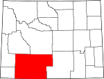 Map of Wyoming showing Sweetwater County - Click on map for a greater detail.