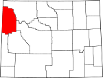 Map of Wyoming showing Teton County - Click on map for a greater detail.
